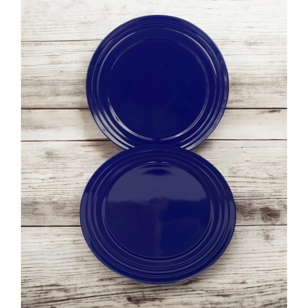 Rachael Ray 2 Pc Dinner Plate Set 11" Cobalt Blue Double Ridge 2012 NEW NOS